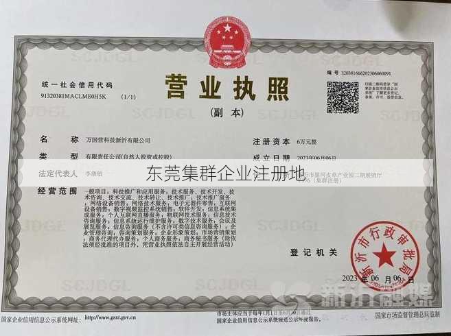 东莞集群企业注册地