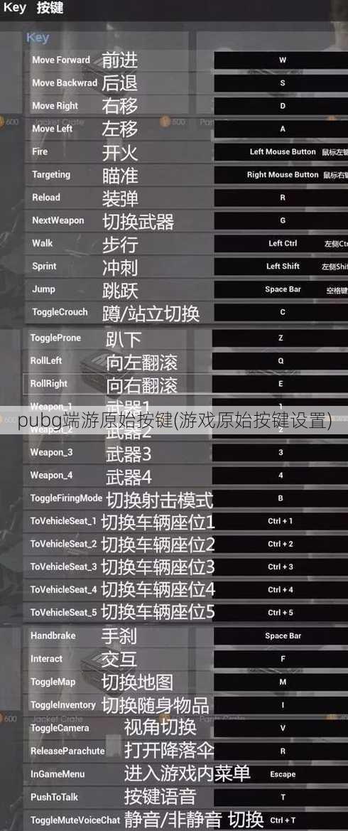 pubg端游原始按键(游戏原始按键设置)